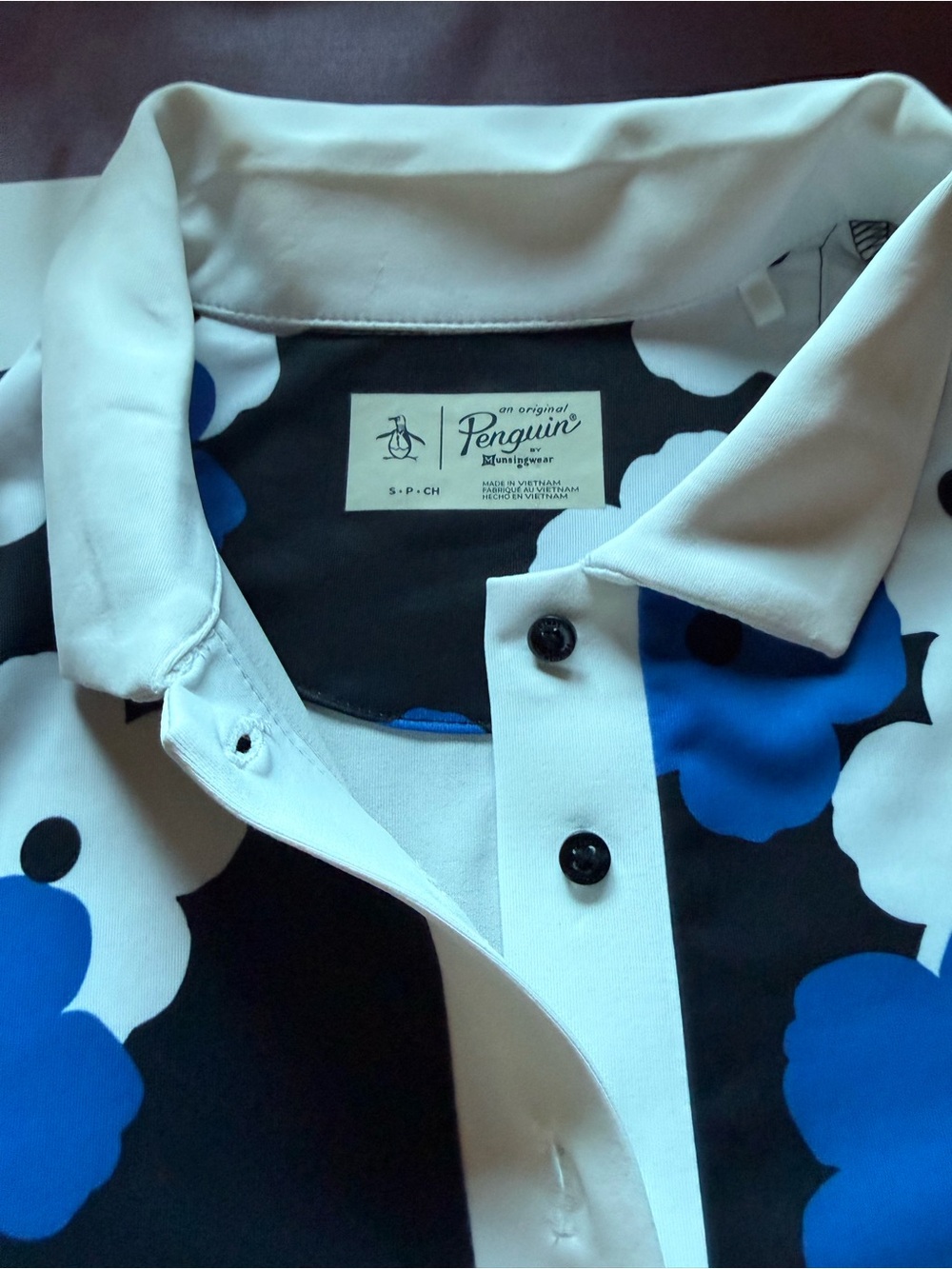Original Penguin Munsingwear Women's Blue & White Floral Print Golf Polo Sz S - Picture 3 of 5